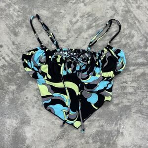 Urban Outfitters Handkerchief Style Retro 70s Tank Top XS Black Blue Green